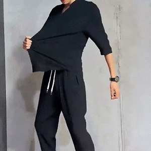 Men's Trendy Cotton Linen Top & Pants Two-Piece Set