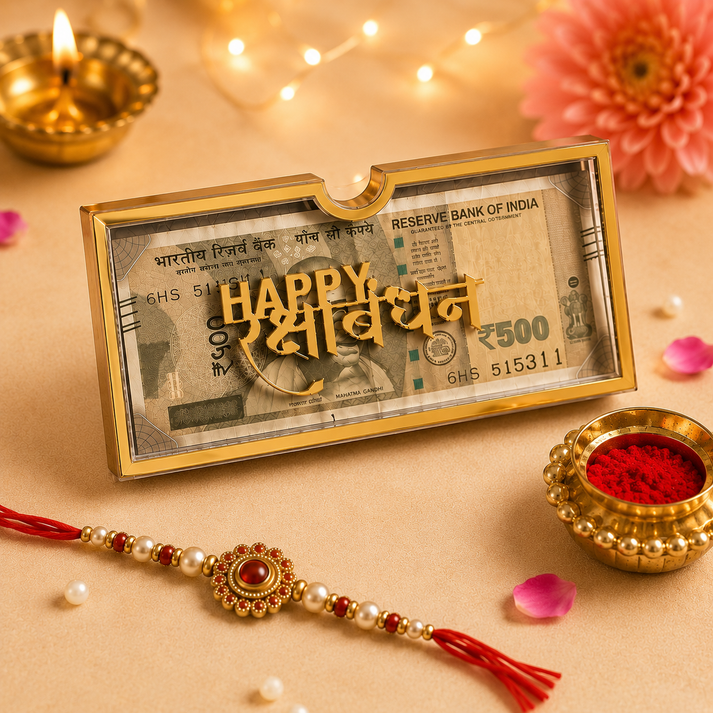 Rakhi Blessings Diya & Premium Cash Gift Envelope Combo | Raksha Bandhan Gift Set