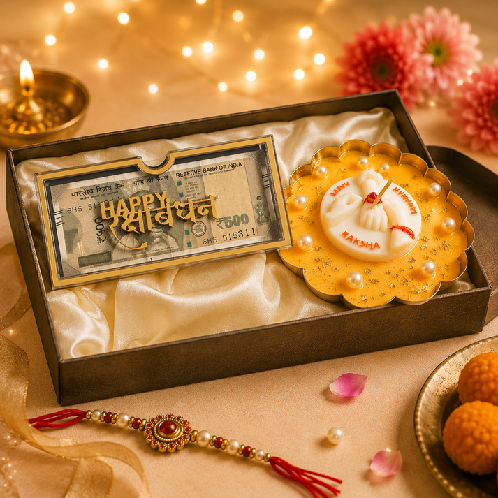 Rakhi Blessings Diya & Premium Cash Gift Envelope Combo | Raksha Bandhan Gift Set
