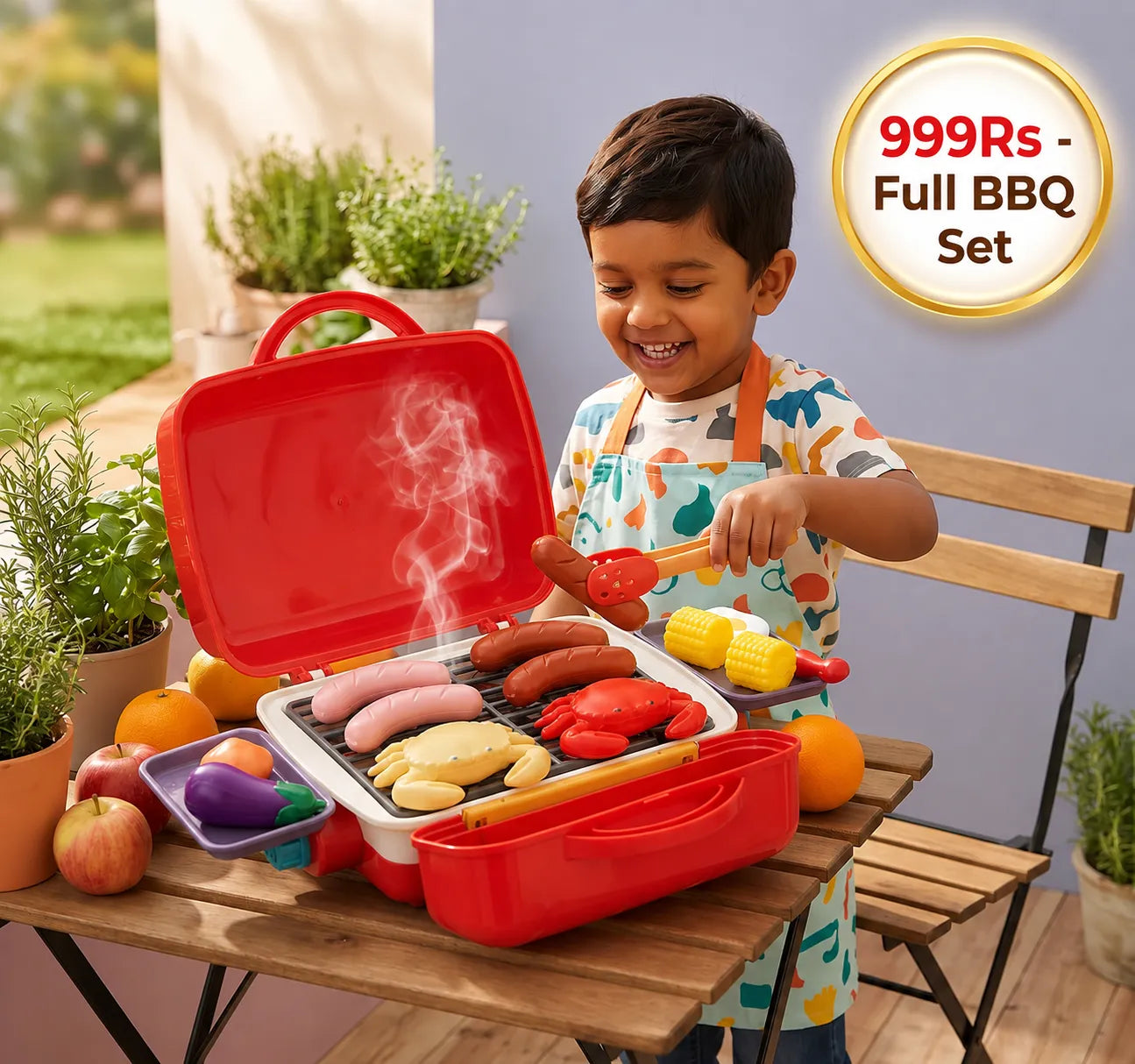 My First BBQ Grill – Kids' Kitchen with Smoke Effect and Color-Changing Food