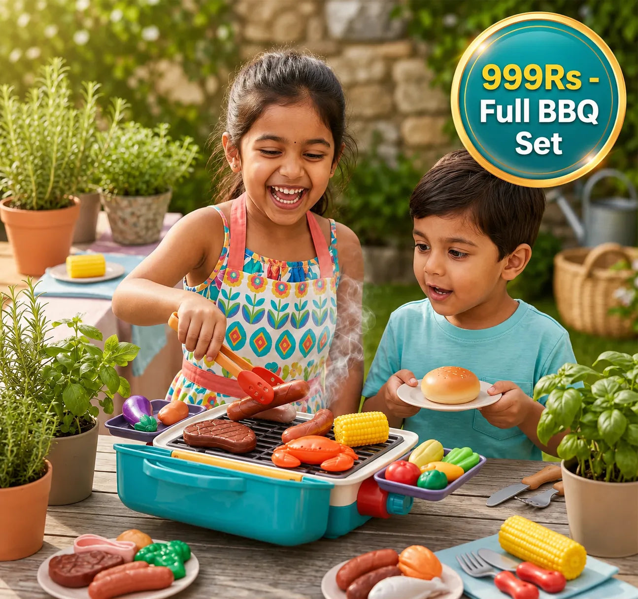 My First BBQ Grill – Kids' Kitchen with Smoke Effect and Color-Changing Food