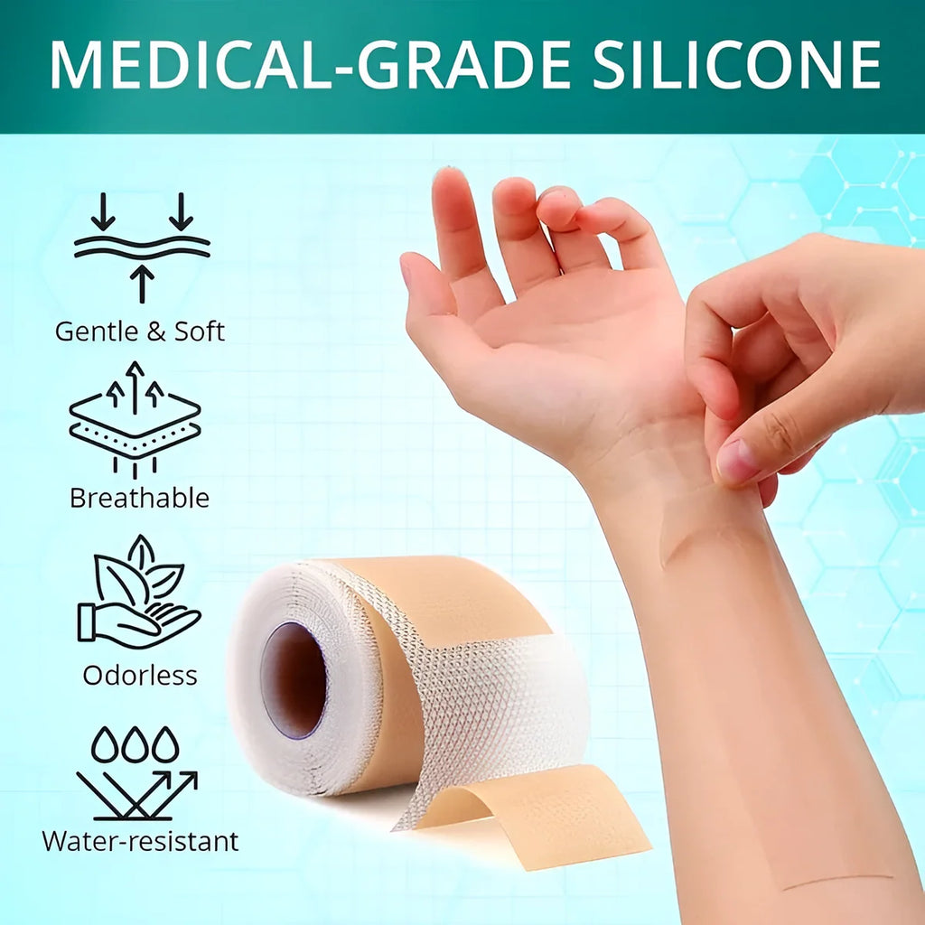 Silicone Scar Tape Sheet for Surgical, Injury & Acne Scars & Marks