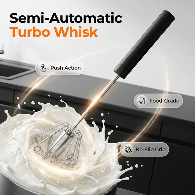 🔥Stainless Steel Semi-Automatic Hand Egg Beater