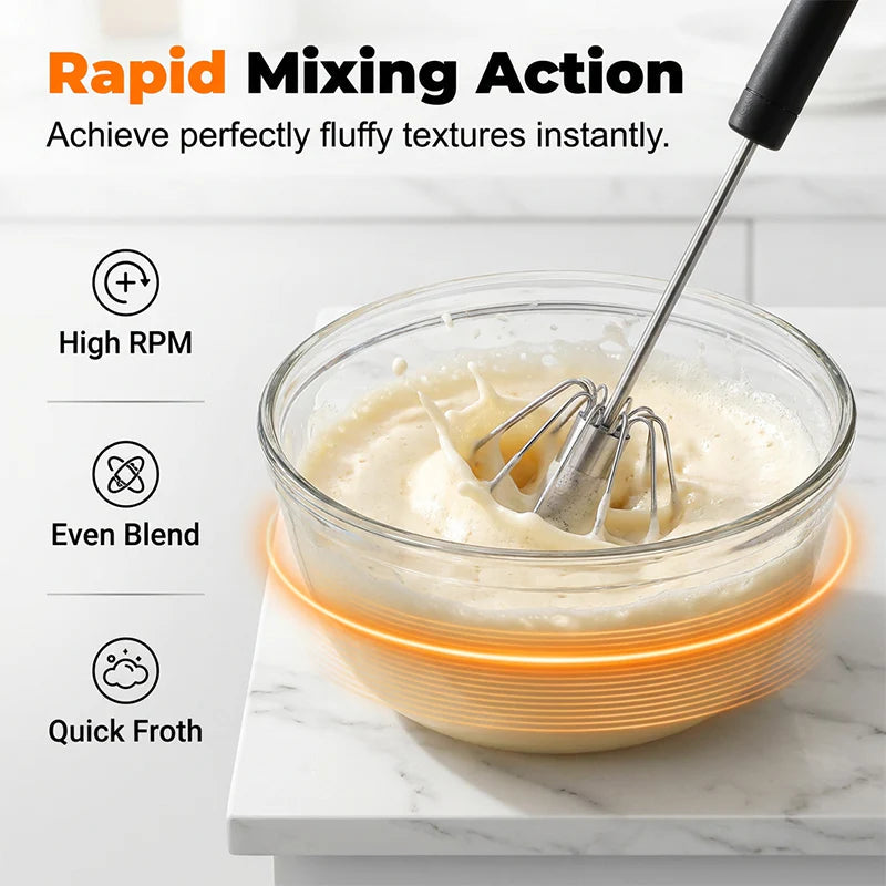 🔥Stainless Steel Semi-Automatic Hand Egg Beater